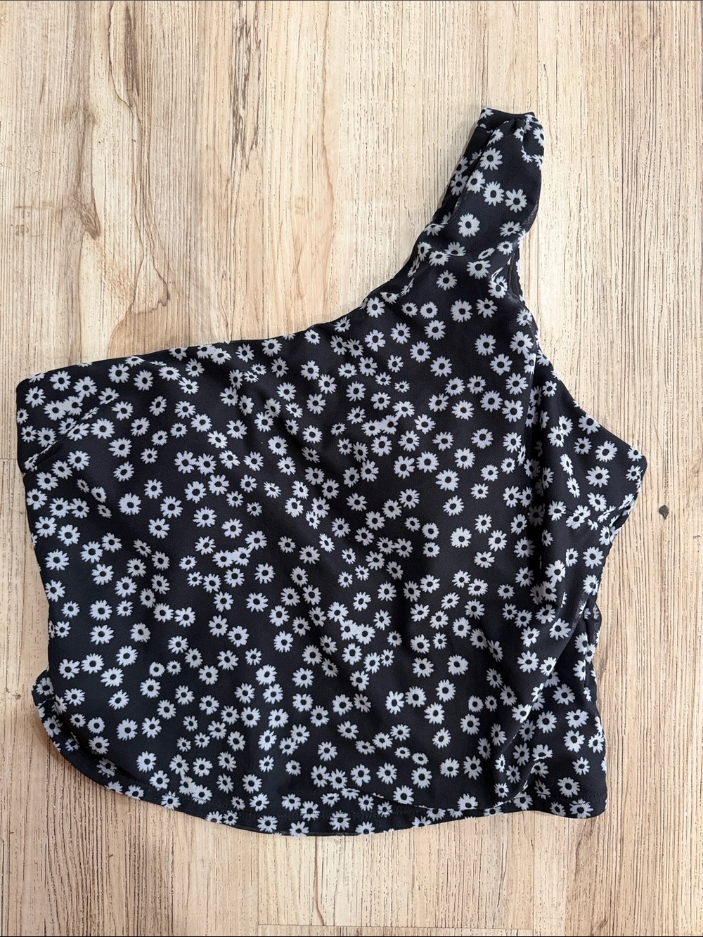 Floral One-Shoulder swimsuit - Black/White janela bay large women one shoulder